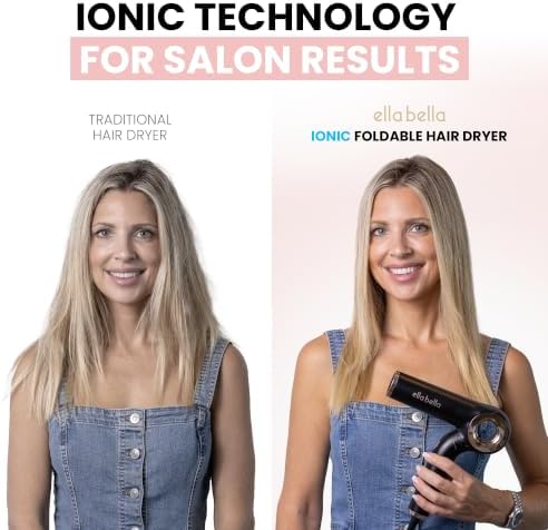 ELLA BELLA® Ionic Hair Dryer (Foldable) with Diffuser, Perfect for Travel - Image 2