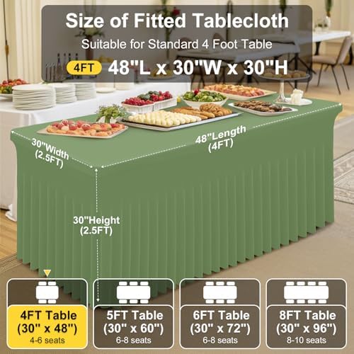 Smiry Spandex Elastic Fitted Table Cloth Skirt for 4FT Rectangle Table - Image 4