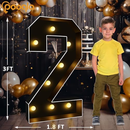 Pooqla 3FT Marquee Light Up Numbers 2 for 2nd 21st Birthday Decorations - Image 6