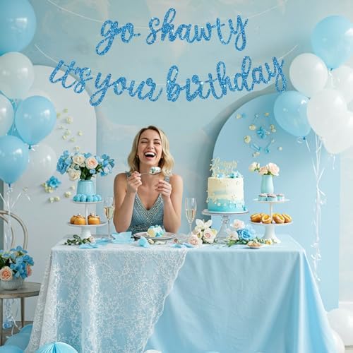 BEISHIDA Sky Blue Pre-Strung Go Shawty It's Your Birthday Banner Decor - Image 4