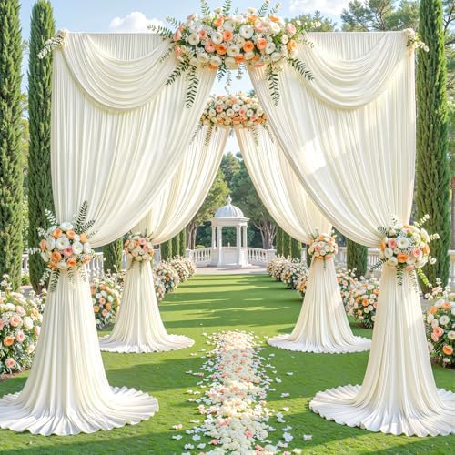 20x12ft Cream Backdrop Curtain Panels for Parties - Wrinkle Free Polyester Photo Curtain Backdrop Wedding Back Drop Fabric Drapes for Party Decorations Background for Photography - Image 4
