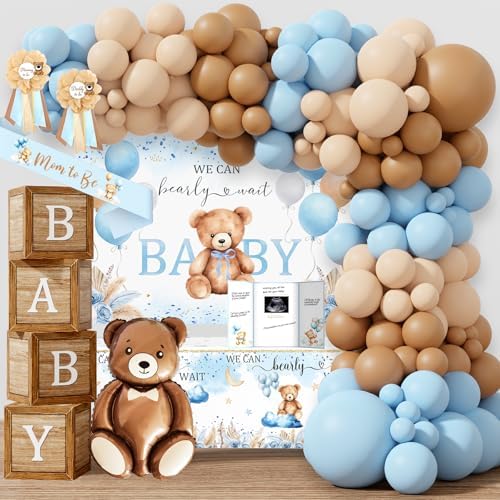 Bear Baby Shower Decorations Party Supplies, We Can Bearly Wait Baby Shower Decoration, Backdrop Balloon Arch Box Mom to Be Sash Dad to Be Pin Tablecloths Bear Balloon by Unknown