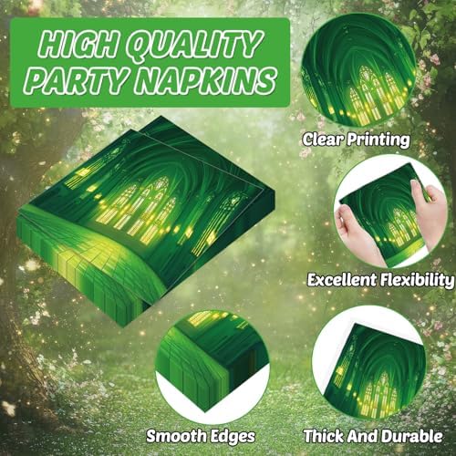 96Pcs Green Castle Paper Plates and Napkins Wonderland Theme Birthday Party Supplies Fairytale Movie Disposable Dinnerware Tableware Set for Princess Birthday Baby Shower Decorations Serve 24 - Image 4