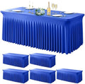 Wish Care 6 Pack Royal Blue Spandex Table Clothes for 8 Foot Rectangle Tables, 8FT Wrinkle Free Fitted Tablecloths Ruffles Design Table Cloth for Party, Banquet, Wedding and Events by WishCare