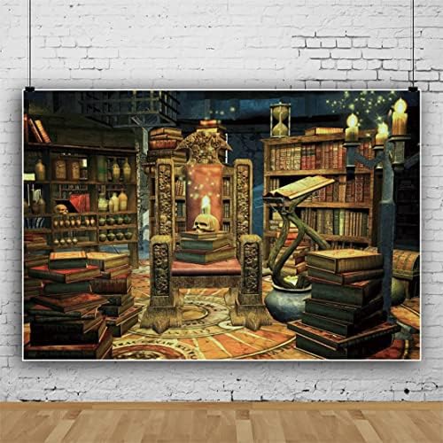 Renaiss 10x7ft Magic Room Witches Lab Bookshelf Photography Background - Witch, Wizard, Cauldron, Candle, Happy Halloween Party Decors - Image 2