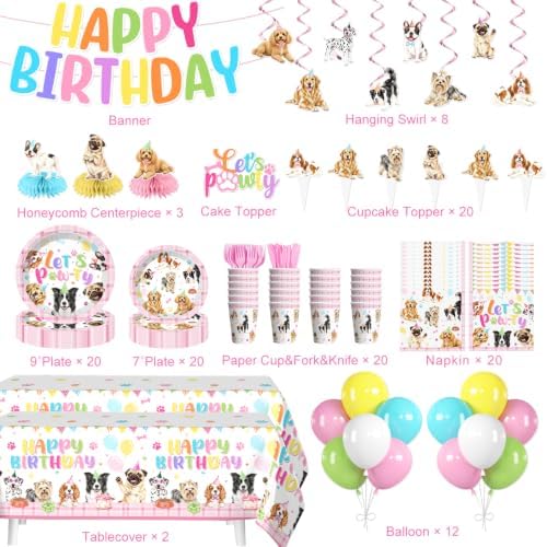 Dog Party Decorations Tableware Set, 20 Serves - Image 2
