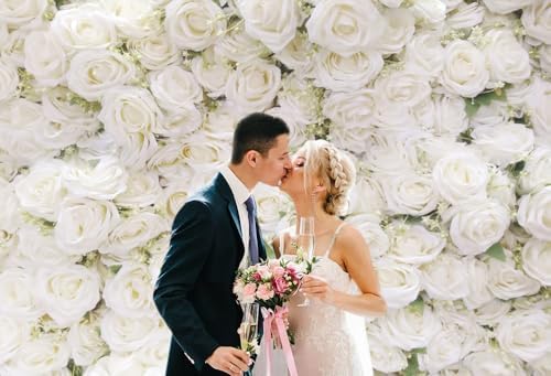 9x6FT Flower Wall Backdrop White Rose Floral Photography Background Girls Birthday Party Wedding Bridal Shower Party Decorations Portrait Photoshoot Banner Photo Booth Props - Image 6