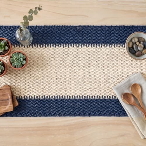 Artoid Mode Dark Blue Farmhouse Rustic Paper Braided Table Runner, Seasonal Woven Kitchen Dining Table Decoration for Home Party Decor 12x72 Inch - Image 6