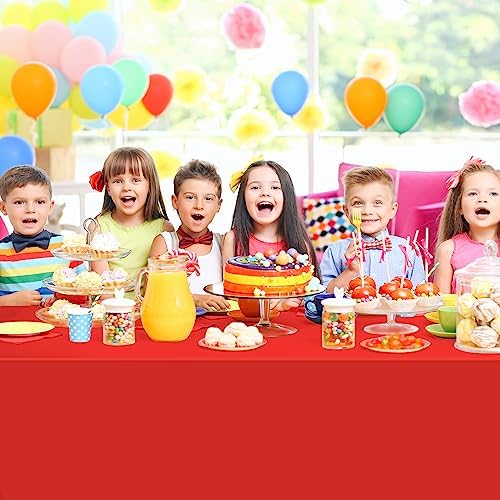 16 Pack Red Plastic Tablecloth for Rectangle Tables, Premium Decorative Red Disposable Table Cloths for Parties, Rectangle Party Table Cover for Birthday, Wedding, Christmas, Anniversary, 54 x 108Inch - Image 5