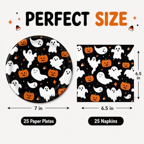 50PCS Halloween Paper Plates and Napkins, 7'' Dessert Plates Party Supplies - Image 3