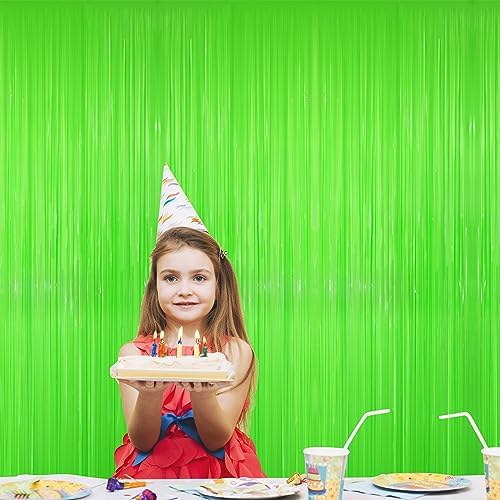 GOER 3.2 ft x 8.2 ft Party Backdrop Party Streamers for Birthday,Graduation,New Year Eve Decorations Wedding Decor(4 Packs,Candy Lime Green) - Image 5