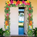 Peryiter 3 Pcs Hawaiian Summer Door Banners Luau Tropical Palm Leaf Flowers by Peryiter
