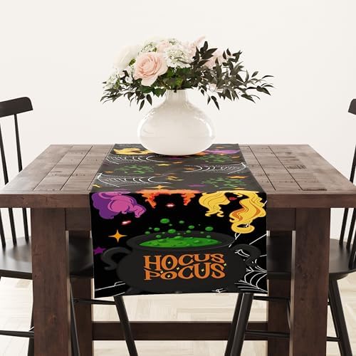 Halloween Table Runner, Halloween Hocus Pocus Three Sisters Table Runner - Image 5