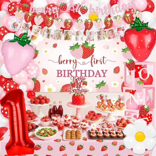 Kriyokiaa Berry First Birthday Decorations, Strawberry Party Kit - Image 3