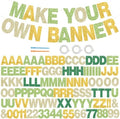 BEISHIDA 116 PCS A-Z DIY Letter Banner Kit Make Your Own Banner Including 111 Letters and Numbers 3 Rope and 2 Threading Device,Customized for Birthday Graduation Wedding Decor Glitter Green Gold by Beishida