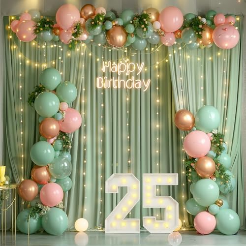 20x10FT Sage Green Backdrop Curtains with Lights for Parties,Wrinkle Free Wedding Photo Backdrop Curtains for Baby Shower Birthday Ceremony Reception Home Party Decorations-5ft x 10ft,4 Panels - Image 7