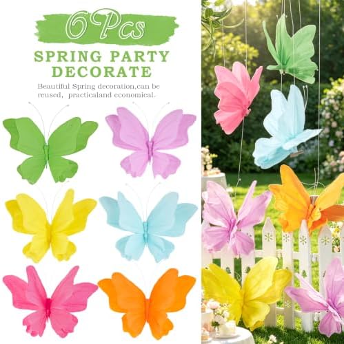 SUNBEAUTY 3D Hanging Butterfly Decorations, Butterfly Birthday Party Decorations, 6Pcs Colorful Paper Butterflies Wall Decor for Classroom Decor Girls Women Wedding Baby Shower Flower Garden Decor - Image 4