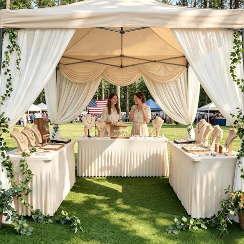 Shillance 8 Packs Ivory Spandex Table Covers 6 Foot, Fitted Stretch Table Cloth with Skirts 72x30 Inch, Wrinkle-Free Floor Length Rectangle Tablecloths for Weddings Parties Banquets Events - Image 6