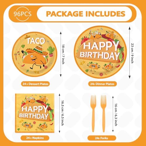 96Pcs Mexican Themed Taco Birthday Party Decorations, Serve 24 - Image 5