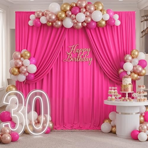 20ftx10ft Wrinkle Free Fuchsia Backdrop Curtains for Parties, Thick Polyester Hot Pink Photo Backdrop Drapes 4 Panels 5x10ft for Weddings Birthday Photography Background Curtains - Image 6