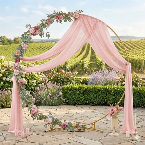 Pack of 2 Wedding Arch Drape Panel Fabric 30" x 100ft - Blush Pink - Image 3