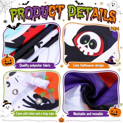 Peryiter 3 Pcs Halloween Door Decorations Cartoon Halloween Porch Signs - Image 3