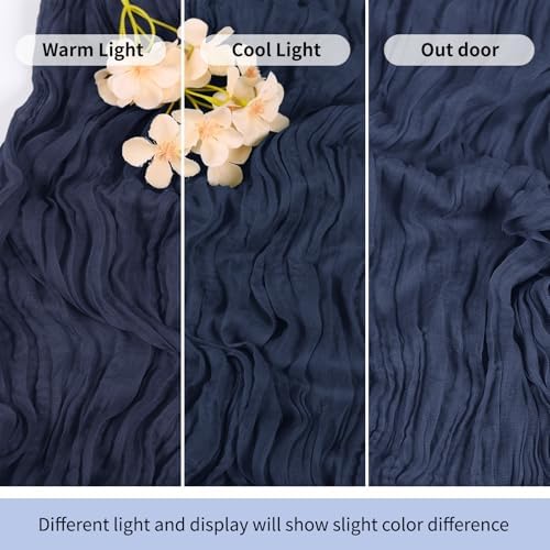 6 Pack Navy Blue Cheesecloth Table Runner 17x108 Inch Semi Sheer Boho Gauze Cheese Cloth Fabric Table Runners Table Decor for Wedding Party Baby Shower Birthday Home Decor Garden Farmhouse - Image 7