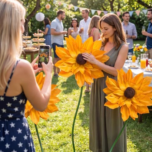3 Pcs 5ft Giant Artificial Sunflowers, Large Sunflower Party Decor - Image 5