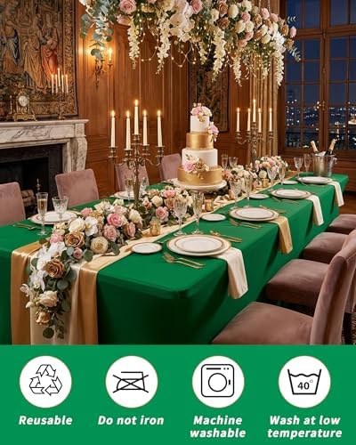 Fixwal 6 Pack 6FT Green Tablecloth Rectangle Spandex Fitted Table Cover - Image 6