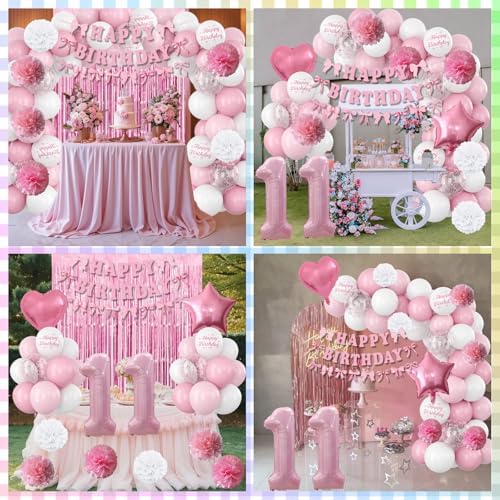 11th Birthday Decorations Girls Pink Number 11 Balloon Bow Coquette Party - Image 6