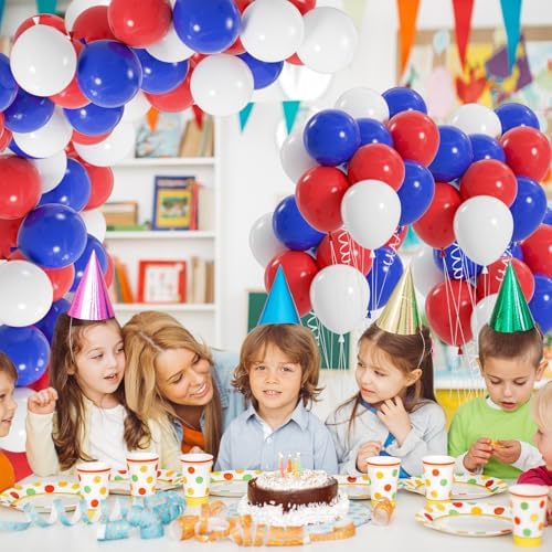 100pcs Red White and Blue Balloons, 12 inch Independence Day Patriotic Balloons for 4th of July Graduation Baseball Birthday Party Decorations - Image 6