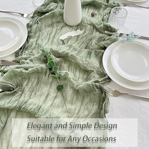 16 Pack Sage Green Cheesecloth Table Runner 20 x 120 inch Gauze Table Runners 10 FT Long,Semi Sheer Boho Cheese Cloth Fabric Table Runner Bulk for Wedding,Party,Baby Shower,Bridal Shower Decoration - Image 6