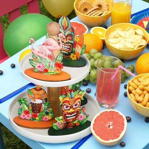 Wesiti 12 Pcs Hawaiian Luau Party Table Decorations Tiki Totem Table Centerpiece Wooden Tropical Aloha Signs Decor for Hawaiian Birthday Wedding Beach Party Supplies - Image 5