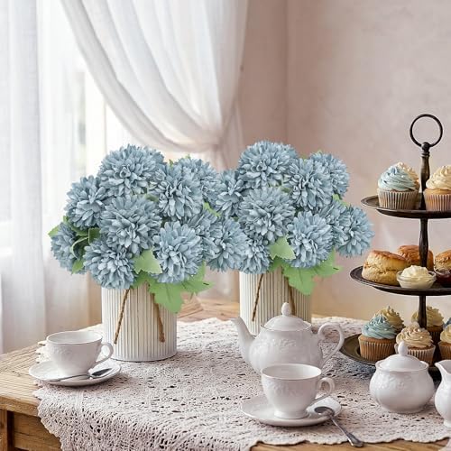 6 Set Pre-Made Flower Table Centerpieces - Dusty Blue - Image 3
