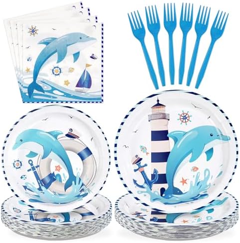 Grencian 96Pcs Dolphin Funny Ocean Dolphin Nautical Party Decorations by Greencian
