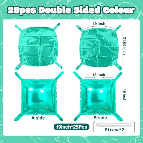 NISOCY 25PCS Teal Blue Square Foil Balloons Wall Backdrop - Image 2