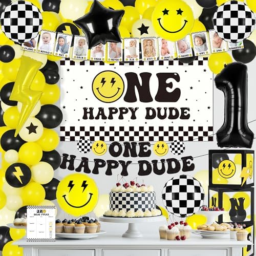 Kriyokiaa One Happy Dude 1st Birthday Decorations for Boy Party - Image 5