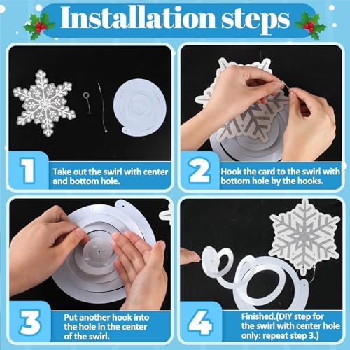 Winter Hanging Decorations, Christmas Spiral Swirls, 30-Pc Winter Decor - Image 4