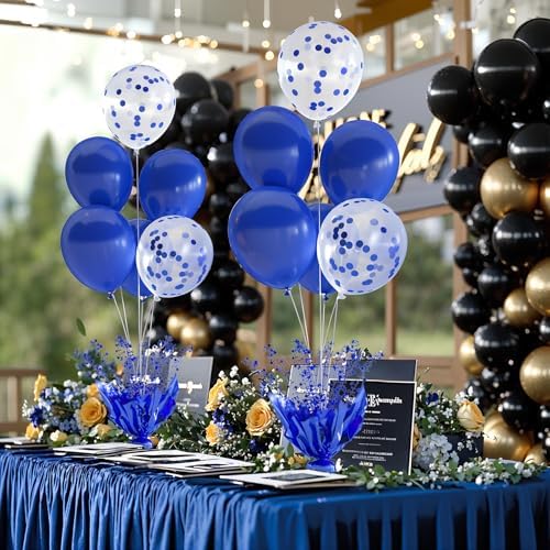 2 Set Royal Blue Table Balloons Foil Spray Centerpiece with Royal Blue and Confetti Balloons Stand Kit for Birthday Party Girls Baby Shower Wedding Bridal Shower Prom Graduation Table Decorations - Image 5