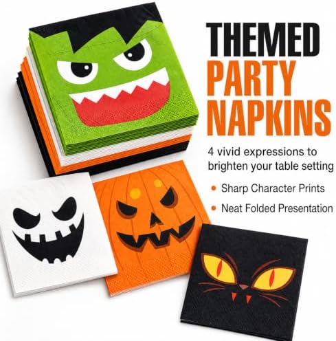 Halloween Party Supplies, Pumpkin Witch Plates and Napkins, 193 Pcs - Image 4