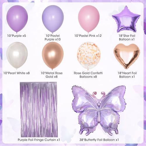 Purple Pink Butterfly Birthday Party Decorations for Women Girls - Image 3