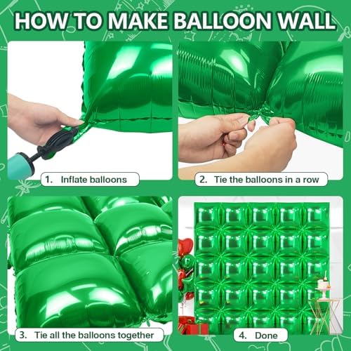 NISOCY 25PCS Metallic Green Square Foil Balloons Wall Backdrop - Image 4