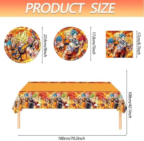 41PCS Dragl Party Tableware, 20 Plates and 20 Napkins and Tablecloth 71'' x 42'' Drl Birthday Party Decor Supplies - Image 5