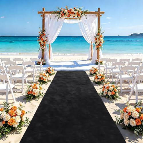 FUHSY Aisle Runner for Wedding Ceremony Black Velvet Aisle Runner 4FTx15FT Party Carpet Runner Aisle Rug Wedding Floor Runners Aisle Walkway Runners Luxury Runway Carpet for Bridal Shower Decor - Image 3