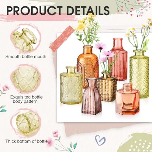 Yaomiao 30 Pcs Glass Bud Vases Centerpieces, Orange Yellow Series - Image 4