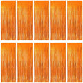10 Pack Orange Foil Curtain Backdrop 3.2ft x 9.8ft Metallic Tinsel Foil Fringe Curtains Streamer Photo Booth Backdrop for Birthday Party Halloween Christmas New Year Party Supply (Orange) by Ohiyoo