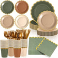 Mimorou 169 Pcs Sage Green and Brown Plates Napkins Cups Flatware Set by Unknown