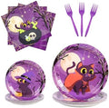 96PCS Halloween Paper Plates and Napkins Halloween Party Plates Cat Plates by BOKFJBP