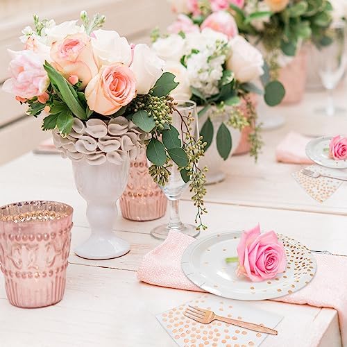 Serves 35 Guests White and Rose Gold Paper Plates Napkins Party Supplies - Image 4