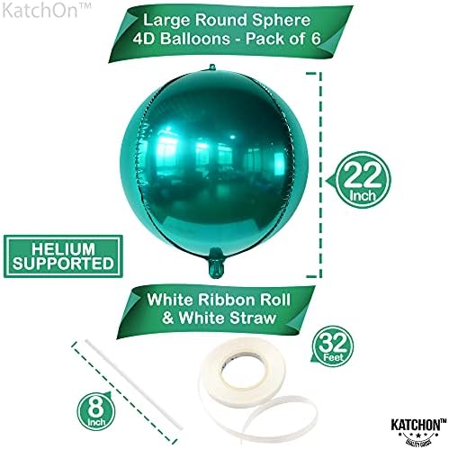 KatchOn Emerald Green Balloons - 22 Inch, Pack of 6 - Image 2
